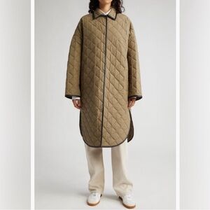 Toteme Quilted Tan Long Jacket